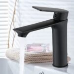Flat black basin mixer