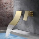 Golden waterfall concealed basin mixer