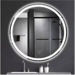 Black frame round led mirror