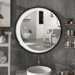 Arc black frame round led mirror