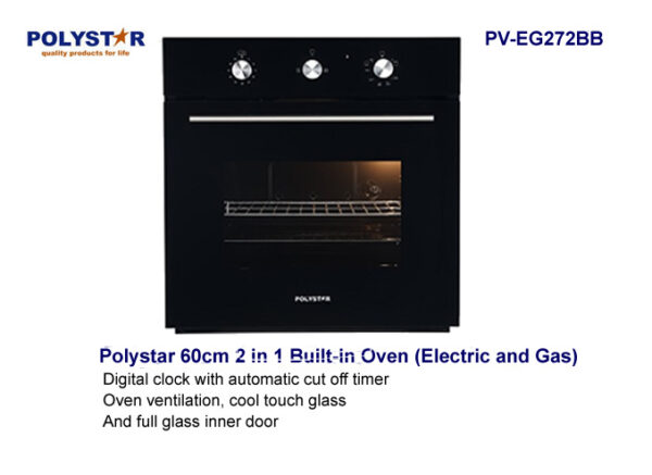 Polystar 60 liters Digital Electric/gas Built-In Oven