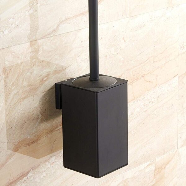 Square Black wall-hung toilet brush/holder