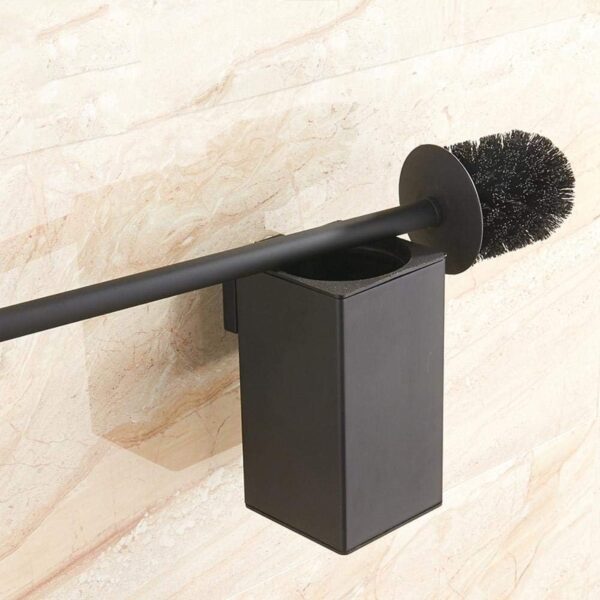 Square Black wall-hung toilet brush/holder - Image 2