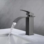 Black flat Spout waterfall Basin Mixer tap