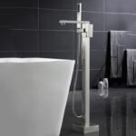 Brushed Nickel square floor mount shower mixer