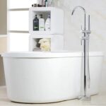 Chrome round floor mount freestanding bath mixer