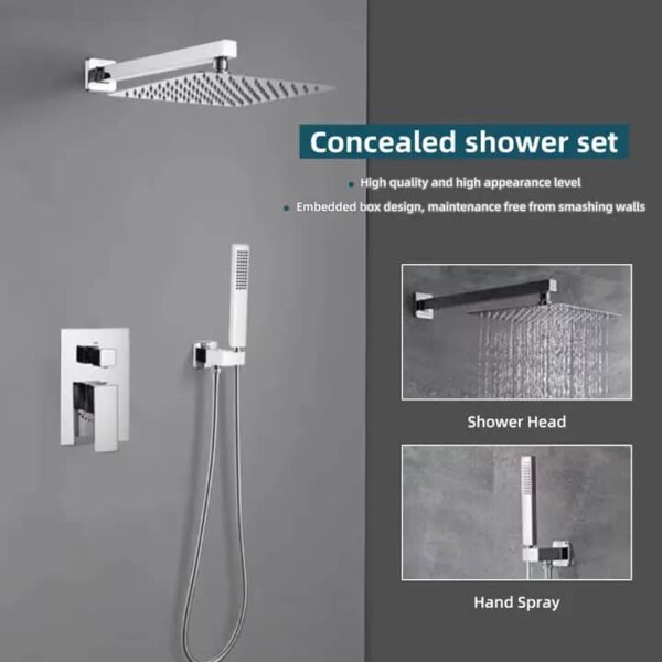 Chrome 4 ways concealed shower mixer - Image 2