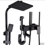 BS-SS025 Black square shower mixer with pressure spray