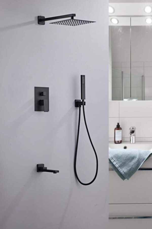 Black 5ways concealed shower with foldable tap