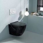 Black marble wall-hung concealed toilet