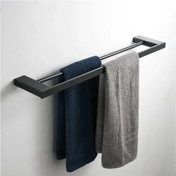 Classic black double towel hanger