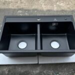 Black Equal Double Bowl Quartz Acrylic Kitchen Sink AC10-AC13
