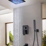 Black 5ways concealed shower mixer with led shower head