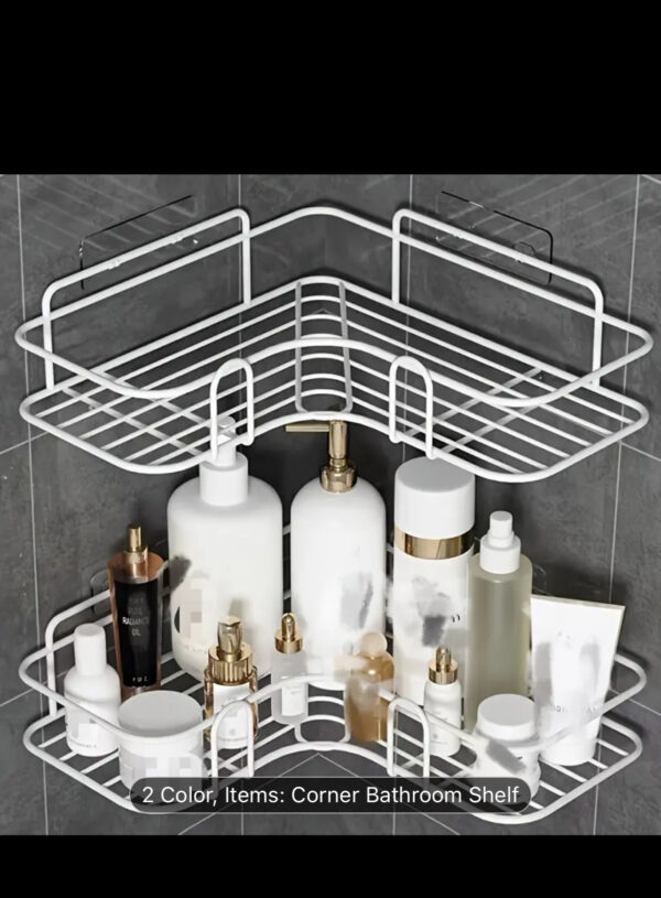 White 2 steps bathroom corner basket