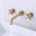 Dual control Golden concealed basin mixer