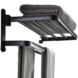 Aluminum multiple towel rack with hooks