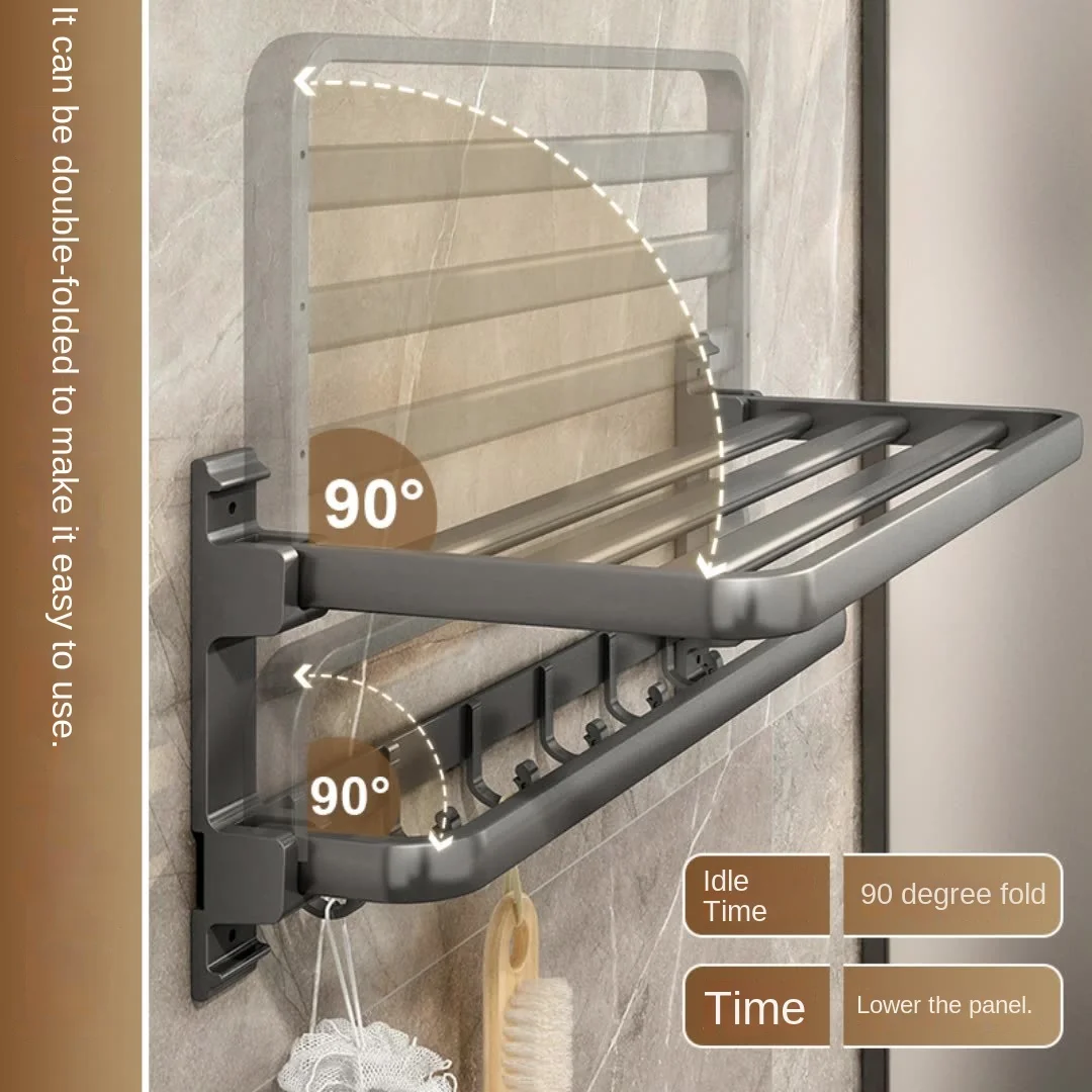 Aluminum multiple towel rack with hooks - Image 4
